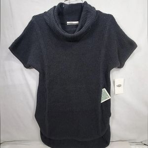 UGG Australia Selby Cowl Neck Tunic Sweater Medium M Top Black Bear Heather Gray